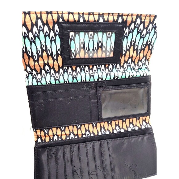 Vera Bradley Women Sierra Trifold Compact Wallet Coin Black Paisley Floral 8.5" - Picture 5 of 8